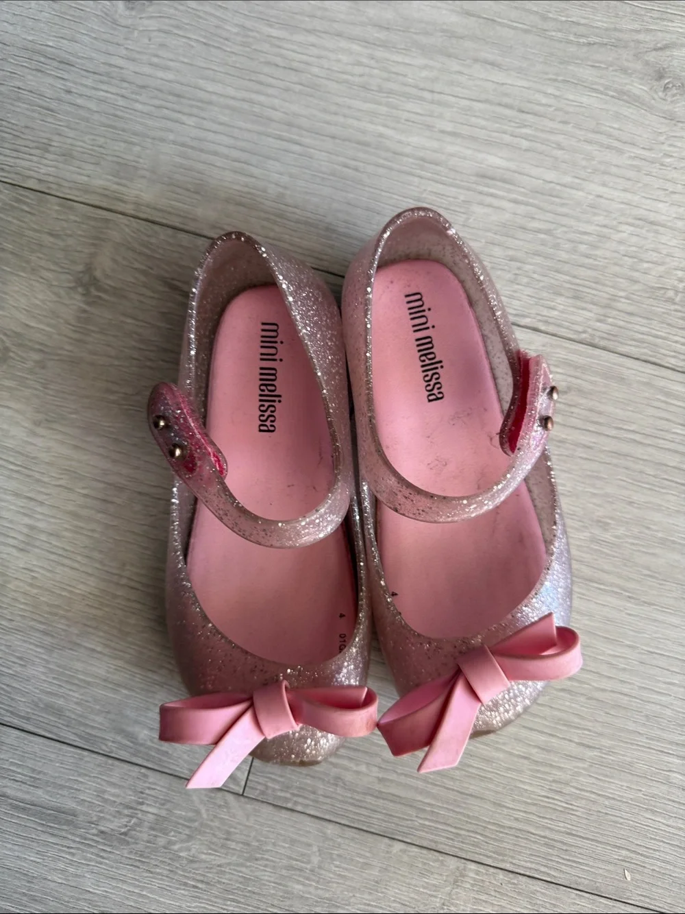 Mini Melissa Pink Glitter & Blush Floral Mary Jane Set